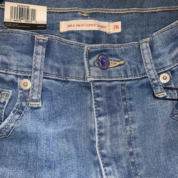 Levi’s Mile High Super Skinny Jeans Skinny 26 x 30 NWT - Picture 5 of 9
